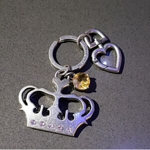 Crown & Heart Keychain with Yellow Crystal Charm